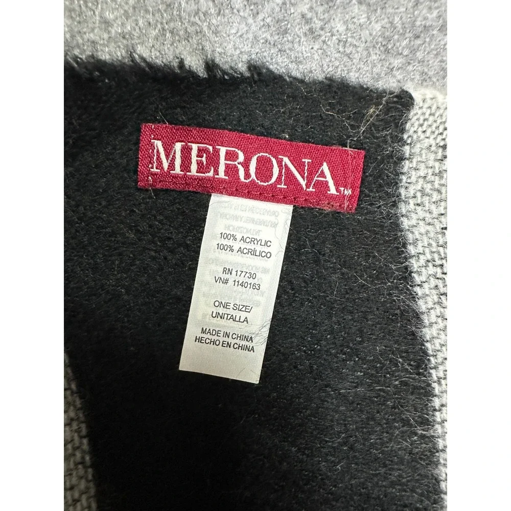 Merona Striped Blanket Scarf‎ One Size Multicolor Acrylic Oversized Fringe